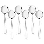 Anbers 7.3-inch Stainless Steel Round Soup Spoons, 12 Pieces Round Bouillon Spoon