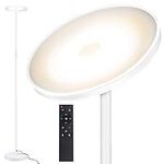 OUTON LED Uplighter Floor Lamp 30W 3000LM, Bright Modern Torchiere Dimmable Standing Lamp, Remote Touch Control & 4 Color Temperatures, 1 Hour Timer for Living Room, Bedroom, Office, White