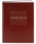 BookFactory Construction Daily Activity Log Book / 365 Day Construction LogBook (384 Pages - 8 7/8" x 11 1/4") Burgundy Cover with Blocks, Smyth Sewn Hardbound (LOG-384-7CS-A(ConstructionBlocks))