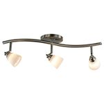 Direct-Lighting 3 Lights Adjustable Track Lighting Kit - Brushed Steel Finish - White Glass Track Heads - GU10 Bulbs Included. D268-23C-BS-WH