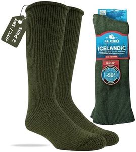 J.B. Field's -50 Below Icelandic Wool Socks for Extreme Cold Winter Weather, Thermal Socks for Women and Men, (Large), Green (2 Pairs), Large