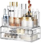 Makeup Vanity Organiser, Stackable Cosmetics Organizer and Storage with Drawers, Acrylic Makeup Desk Organizer for Vanity, Bathroom, Bedroom, Ideal Gifts for Women