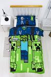 Minecraft Creeper Single Duvet Cover Officially Licensed Reversible Two Sided Creeper Design with Matching Pillowcase (Single Duvet)