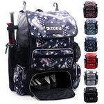 ZOEA Super großer erweiterbarer Schlägerrucksack, Baseballschlägertasche, Rucksack, T-Ball & Softball-Ausrüstung & Ausrüstung für Jugendliche und Erwachsene, Stollen, Schuhfach (Star Black)