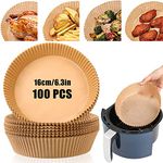 Air Fryer Liners, 100PCS Air Fryer Disposable Paper Liners, 6.3in Round Non-Stick Baking Parchment Paper, Multipurpose Oil-Proof Water-Proof Paper Liners for 3-5L Air Fryer Accessories Oven Microwave