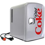 Coca Cola Diet Coke Mini Fridge For Bedrooms 4L Small Fridge 6 Can Table Top Fridge Quiet Mini Fridges For Skincare Food Drinks Kids Home Car & Travel 12v Portable Cooler Warmer Refrigerator Grey