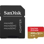 SanDisk Extreme 400 GB microSDXC Memory Card + SD Adapter with A2 App Performance + Rescue Pro Deluxe, Up to 160 MB/s, Class 10, UHS-I, U3, V30, Red/Gold