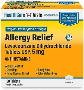 HealthCareAisle Allergy Relief - Levocetirizine Dihydrochloride Tablets USP, 5 mg, 160 Tablets, Original Prescription Strength Allergy Medication, 24-Hour Allergy Relief, 80 Count (Pack of 2)