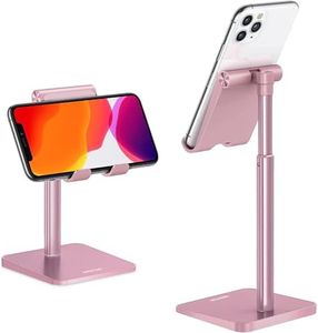 OMOTON Cell Phone Stand, Adjustable Angle Height Desk Phone Dock Holder for iPhone Air/17 Pro Max / 11 Pro/XS Max/XR, Samsung Galaxy S20 / S10 / S9 / S8 and Other Phones (3.5-7.0-Inch), Rose Gold