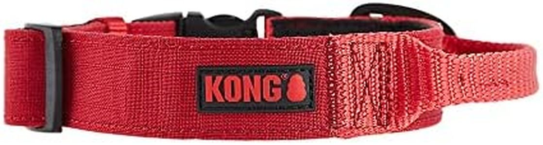 KONG Ultra Durable Padded Comfort Handle Dog Collar (Large, Red)