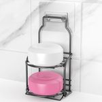 2-Tier Shower Soap Shampoo Bar Holder, Self Adhesive & Freestanding Draining Soap Dish Caddy for Bathroom Kitchen Wall Accesories, Apartment Essentials Decor