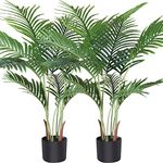 Fopamtri Artificial Areca Palm Plant 3.6 Feet Fake Palm Tree with 10 Trunks Faux Tree for Indoor Outdoor Modern Decor Feaux Dypsis Lutescens Plants in Pot for Home Perfect Housewarming Gift, 2 Pack