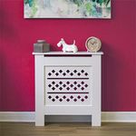 Bestfor Small White MDF Wood Radiator Cover with Rhombic Pattern Vents - Offers protection from burns and hides away old radiators