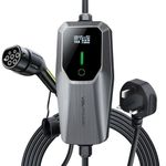 VDLPOWEREU EV Charger 3kw, 6A/8A/10A/13A Variable, 3Pin Home Electric Car Charger Cable Type 2, 5 Metres Single-phase Charger with LED Display, IP65 Waterproof
