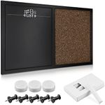 Navaris Combination Chalk and Cork Board - 40 x 60 cm Magnetic Chalkboard Combo Memo Notice Pin Board for Wall - Includes Chalk, Push Pins, Magnets