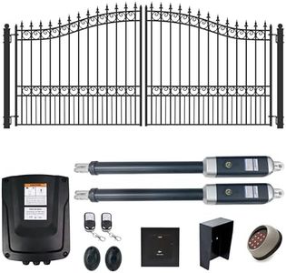 ALEKO 16x6 feet London Dual Swing Driveway Gate with Automatic Opener, Galvanized Steel Security Fence Gate