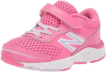 New Balance Girls 680 V6 Alternative Closure Running Shoe, Sporty Pink/Astral Glow, 8.5 Wide Toddler