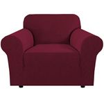 H.VERSAILTEX Stretch Sofa Covers Slipcovers 1 Seats Couch Covers Sofa 1 Seat Feature Soft Thick Textured Jacquard Fabric with Elastic Bottom Washable (Armchair 32"-48" Wide, Burgundy Red)