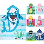 NovForth Kids Beach Towel for Boys Girls, Hooded Bath Towel Wrap, Toddler Pool Towel with Hood, Alligator (Blue Shark)