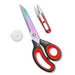 Fabric Scissors, Heavy-Duty Titanium Coated Sewing Scissors with Soft Grip Stainless Steel Dressmaking Scissors Shears Tailor Scissors for Cutting Fabric, DIY, Leather