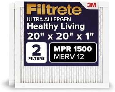 Filtrete 20x20x1 AC Furnace Air Filter, MERV 12, MPR 1500, CERTIFIED asthma & allergy friendly, 3 Month Pleated 1-Inch Electrostatic Air Cleaning Filter, Pack of 2 (Actual Size 19.69x19.69x0.78 in)