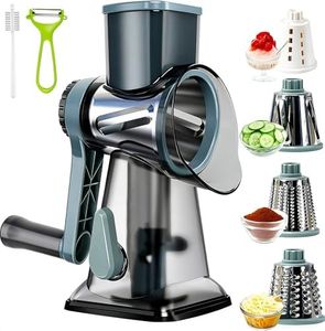 KalraMay Cheese Grater,Rotary Cheese Grater with Handle, Multifunctional Rotary Cheese Shredder Effortlessly Grates Cheese, Vegetables, and Fruits (Blue)
