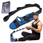DMoose Fitness Foot & Calf Stretcher with Adjustable Padded Stretching Strap for Plantar Fasciitis, Heel Spurs and Achilles Tendonitis Relief - Yoga Leg Stretch Strap for Flexibility (.Blue)