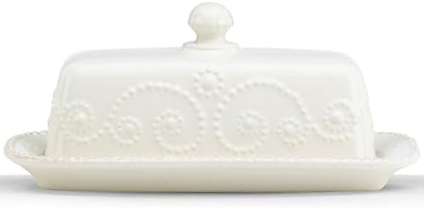 Lenox 847558 French Perle White Covered Butter Dish