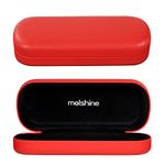 molshine Hard Shell PU Leather Glasses Case,Portable Bright Eyeglass Case for Men Women Girl Travel Study Work (Red)