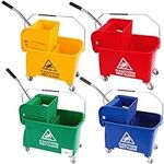 20 Litre Strong Kentucky Mop Dual-Bucket & Wringer System With Durable Wheels and Carrying Handle Great For Commercial Use Floor Cleaning Buckets (1, Red)