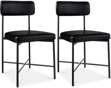 Best Choice Products Faux Leather Dining Chair Set of 2, Standard Height, Metal Frame Padded Cushions for Kitchen and Dining - Midnight Black