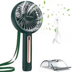 VKUSRA Powerful Handheld Fan, Portable Fan Hand Held Travel Fan with 4 Speeds & Built-in Rechargeable Battery, USB Desk Fan with Cellphone Stand & Adjustable Angle for Office School Home Outdoor