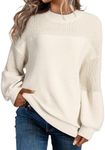 Dokotoo Sweaters for Women Fashion Long Sleeve Round Neck Knit Winter Warm Sweater Womens Oversized Pullover Tops Casual Loose Solid Trendy Sweater White Large