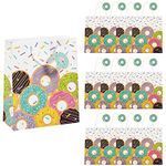 Fun Express 7 1/2" x 9" Medium Donuts & Confetti Paper Gift Bags with Tags, 12 Piece