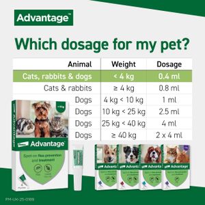 Advantage Spot On Flea Treatment for Cats & Small Dogs Under 4kg