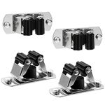 Pasking 4 Pack Mop Broom Holder, Stainless Steel Wall Mounted Organizer Non-Slip Screws or Self Adhesive Storage Rack Hangers Black