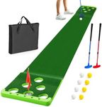 Sagsewful Golf Pong Putting Game Set with Front Border for Indoor&Outdoor, Golf Putting Green Mat Includes 8pcs Golf Balls & Portable Bag,Golf Practice Training Aid for Backyard,Party,Office