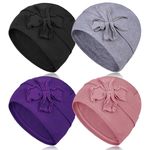 DACKRITO 4 Pieces Cotton Chemo Turbans Headwear Beanie for Women, Chemo Caps with Floral for Cancer Patient Hair Loss, Group-2, One Size