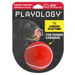 Playology Squeaky Chew Ball for Dogs - Engaging All Natural Beef Scented Dog Toy for Medium/Large Dogs (10lbs & up) - Squeak, Bounce, Fetch, and Play!