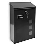 Relaxdays Design Mailbox / Letterbox Metal 4 Colours 3 Viewing Windows 25x40 cm Post Mail Secure, Black