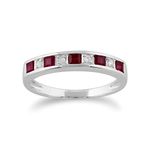 Gemondo Ruby Ring, 9ct White Gold 0.49ct Ruby & Diamond Half Eternity Ring