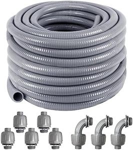 1 inch 100 Ft Electrical Conduit Kit,Liquid-Tight Conduit and Connector Kit with 5 Straight and 3 Angle Fittings Included,Flexible Non - Metallic Liquid Tight Electrical Conduit(1" Dia,100 ft)