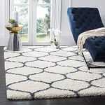 imsid Home Furnishing Modern Shaggy Carpets and Rugs for Hall Offices Kitchens Bedroom Living Room and Cabins for Bedroom Kids Room Floor Home Decor (Ivory/Blue, 6X9 Feet)
