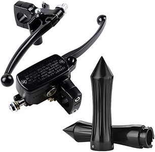 Astra Depot Set Black Handle Grips Handlebar Master Cylinder Reservoir Brake Lever Kit Compatible with Harley Sportster Softail V-Rod Dyna