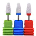 MIBICIRI 3 Pcs Ceramic Nail Drill Bits Set,3/32 Inch Acrylic Nail File Drill Bit,Manicure Pedicure Drill Bits,Grinding Head For Manicure Pedicure Cuticle Acrylic Nail Polishing (Flame Top)