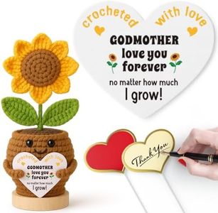 IDEGIFT Godmother Gifts from Godchild, Proposal Baptism Gifts for Godmom, Birthday Christmas Thanksgiving Gift for Godmother, Handmade Crochet Sunflower Present for God Mother, Godparents