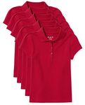 The Children's Place Girls Uniform Pique Polo 5-Pack, Ruby, S (5/6)