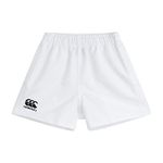 Canterbury Kid's Professional Polyester Shorts | Rugby Short | Internal Drawstring & Pockets | Gym/Training Short, White, Age 10 (M)