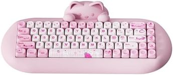 YUNZII C68 Wireless Mechanical Keyboard, 65% Gaming Keyboard Hot Swap,Triple Mode BT5.0/2.4G/Wired, RGB Backlit NKRO,Cute Cat Silicone Ergonomic Keyboard for Win/Mac(Milk Switch,Pink)