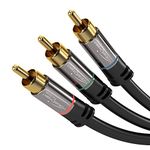 KabelDirekt – 3m – Component Cable, RCA/phono, RGB/YUV (coax cable, 3× RCA/phono to 3× RCA/phono male cinch plugs, component cable for video transmission in Full HD, video/HDTV, black)